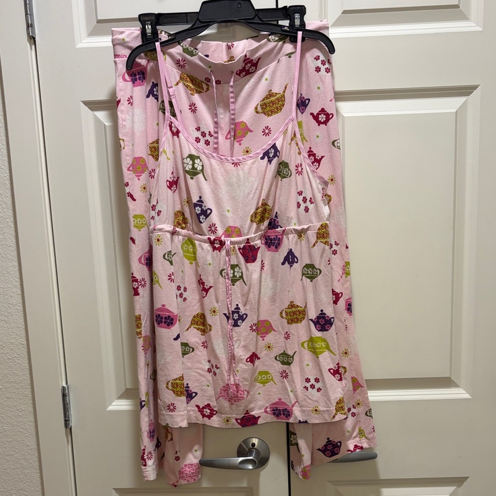 Nick & Nora Pink Teapot Pajama Set 95%cotton